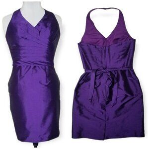 Angelina Faccenda Halter Form Fitting Purple Sheen Formal Dress Goth Alternative